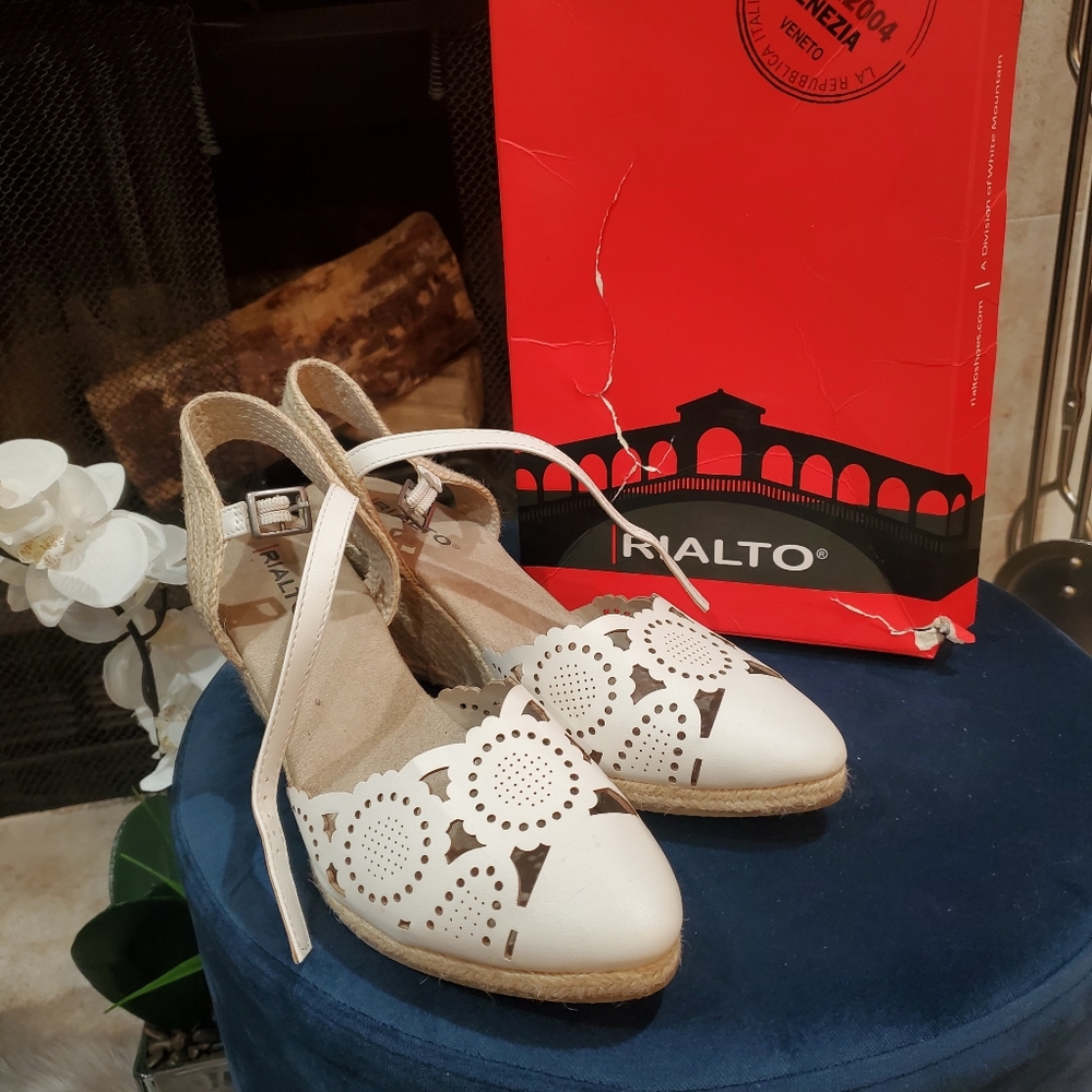 Faux Leather Espadrilles Wedges